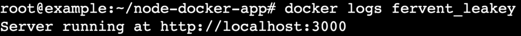 Eine Terminalausgabe nach Ausf&uuml;hrung des Befehls `docker logs`