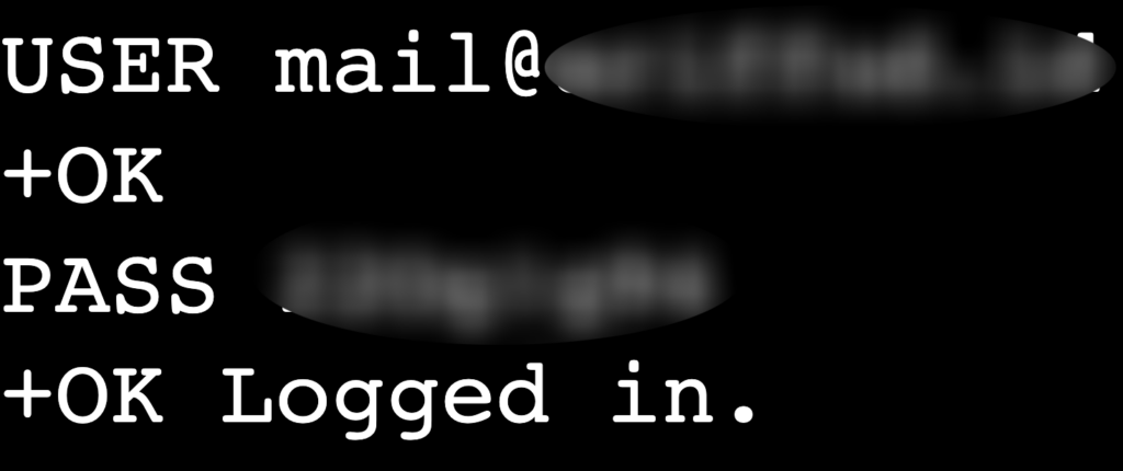 Die Ausgabe des Befehls `PASS your_password` in der Telnet-Sitzung des Terminals