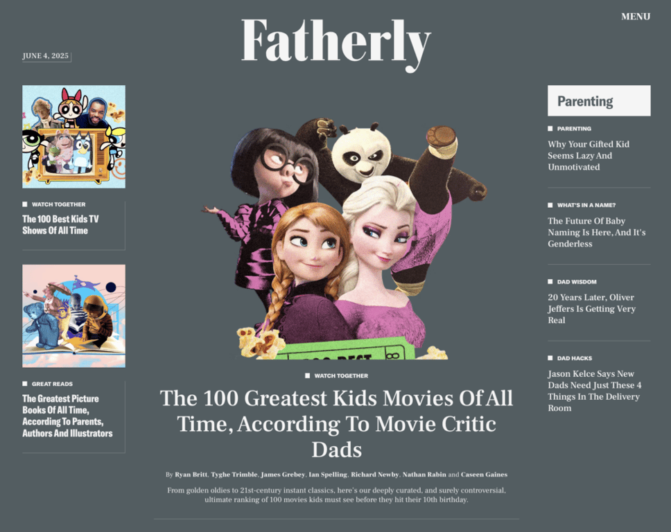 Die Startseite von Fatherly