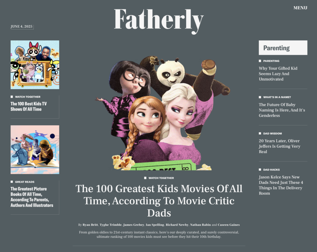 Die Startseite von Fatherly