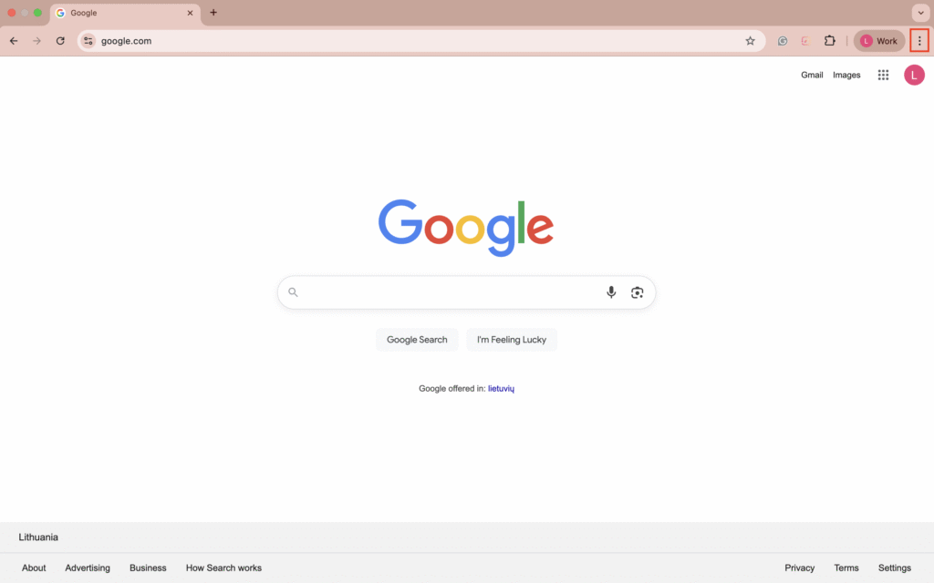 Hervorgehobenes Symbol mit dem Dreipunkt-Menü in Google Chrome
