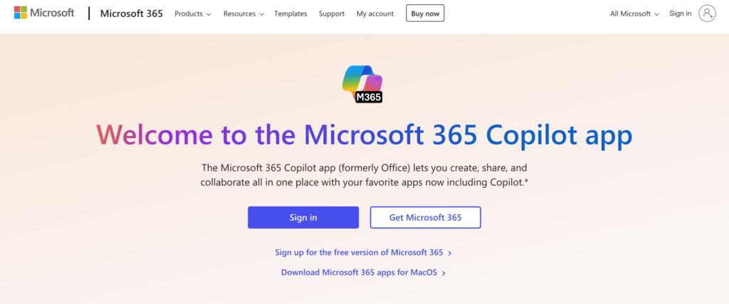 Startseite von Microsoft 365