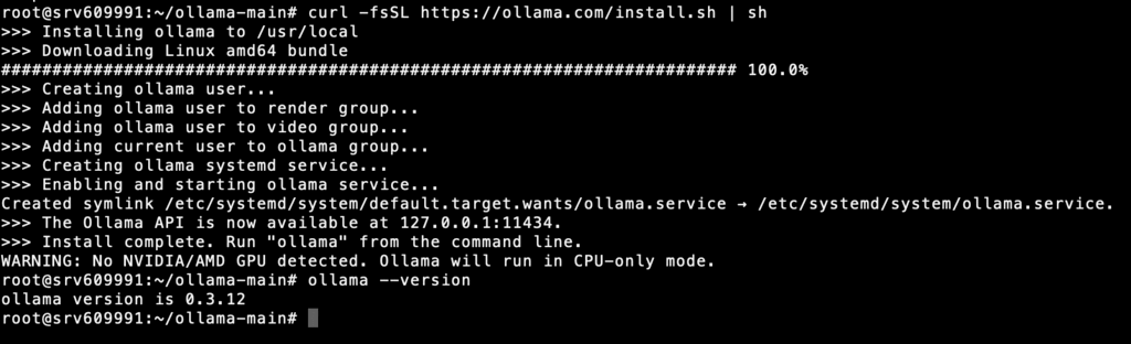 Installieren Sie Ollama aus dem offiziellen Repository auf Ihrem VPS.