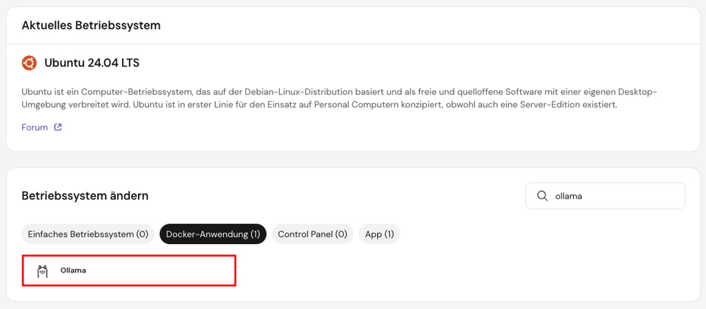 Hostinger bietet eine vorgefertigte Vorlage für die Installation von Ollama auf Ihrem Ubuntu-basierten VPS an.