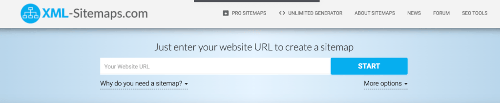 Startseite des XML Sitemaps Generator