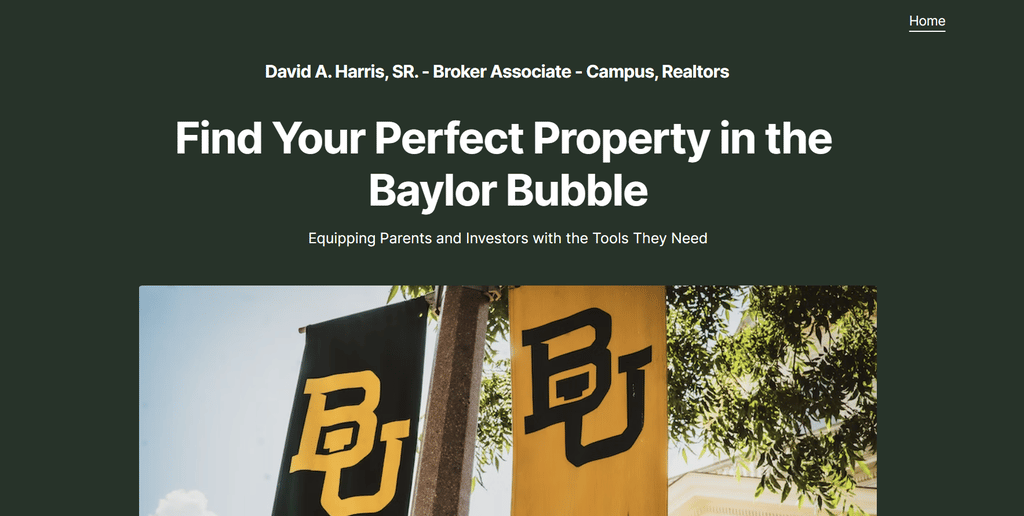 Die Homepage von Baylor Bubble Real Estate Alerts