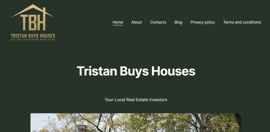 Die Homepage von Tristan Buys Houses