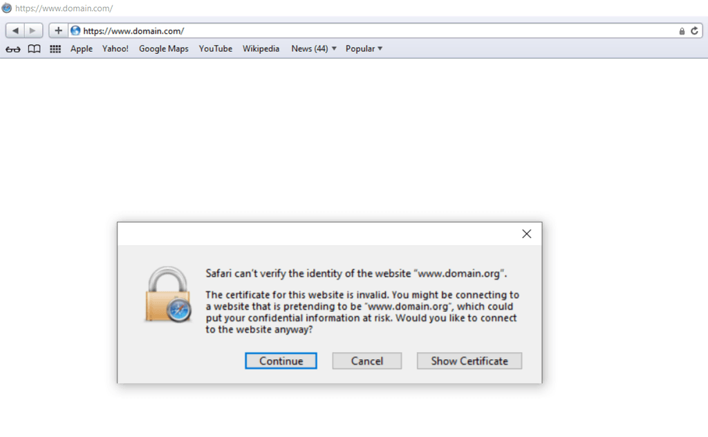 Fehlermeldung NET::ERR_CERT_AUTHORITY_INVALID in Safari