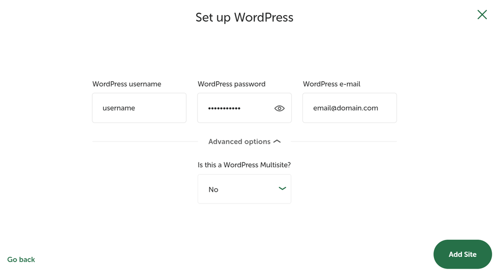 Einrichtung Ihres WordPress-Kontos auf Local