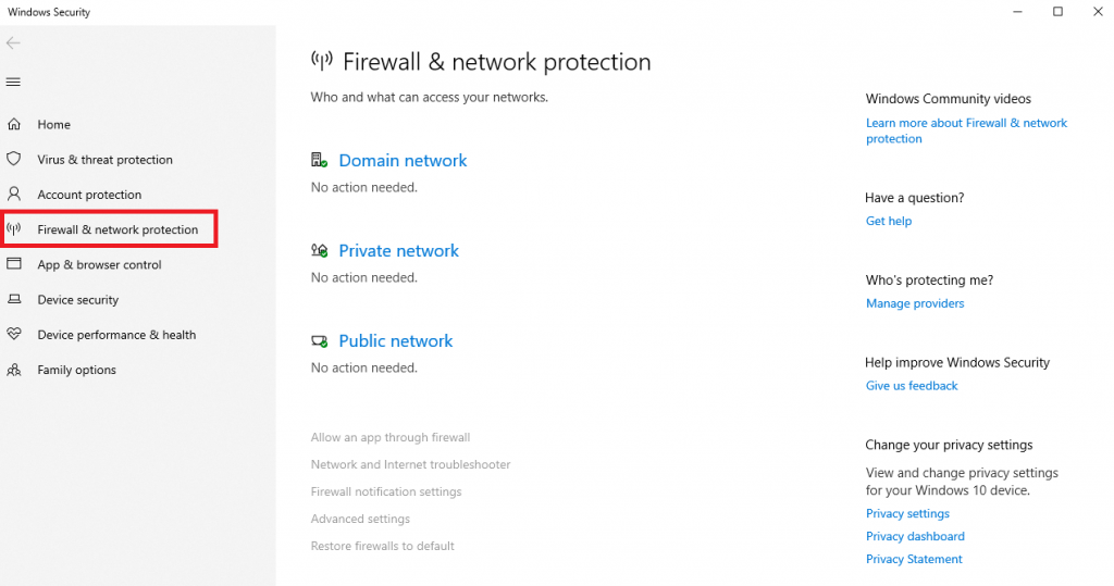 &Ouml;ffnen des Bereichs Firewall und Netzwerkschutz unter Windows 11
