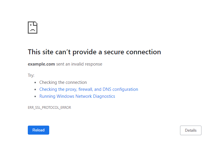 Fehlermeldung „Diese Website kann keine sichere Verbindung bereitstellen“ in Google Chrome