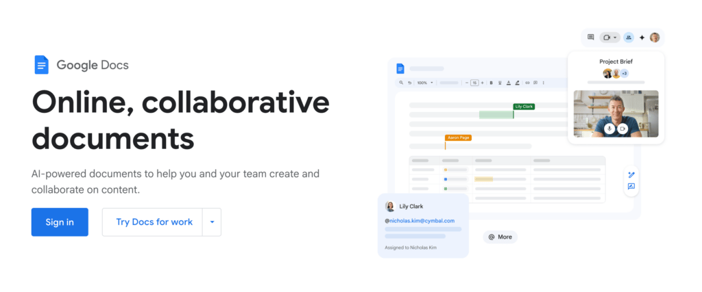 Google Docs Homepage