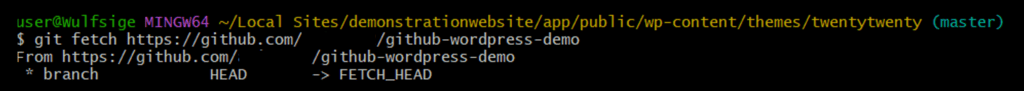 Herunterladen und Zusammenführen eines GitHub-Repositorys mit dem lokalen Repository mithilfe des Befehls „git fetch“