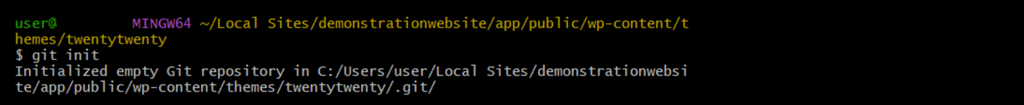 Verwendung des Befehls „git init“