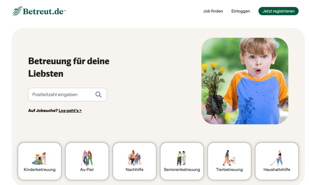 Homepage von betreut.de