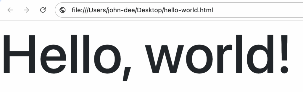 Browserausgabe der Bootstrap-Vorlage „Hello, world!“.