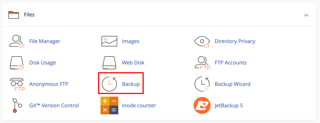 cPanel Backup-Option