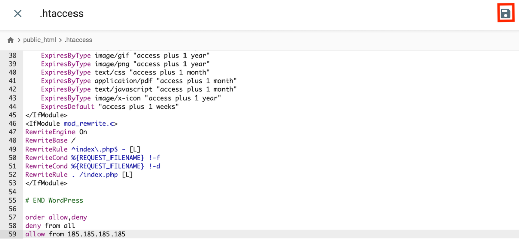 Das Speicher-Symbol im Text-Editor des Datei-Managers