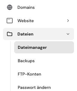 Dateimanager in hPanel