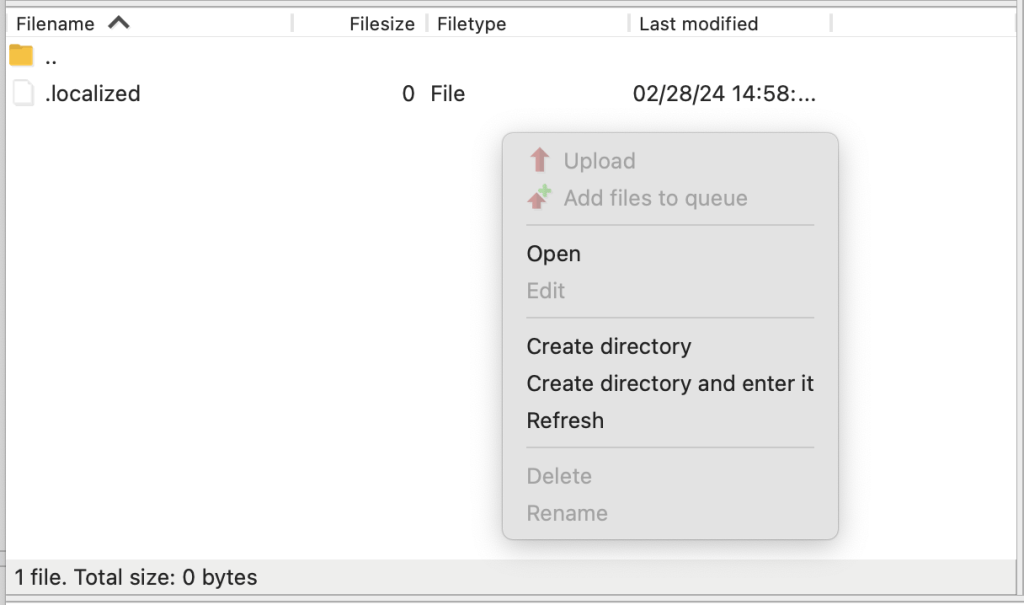 FileZilla Verzeichnis erstellen