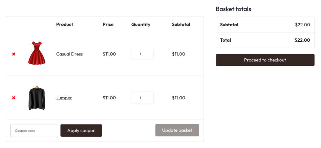 Anzeige der WooCommerce-Warenkorbseite &uuml;ber den [woocommerce_cart]-Shortcode