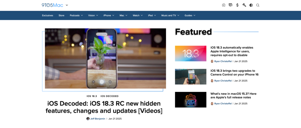 9to5Mac-Startseite