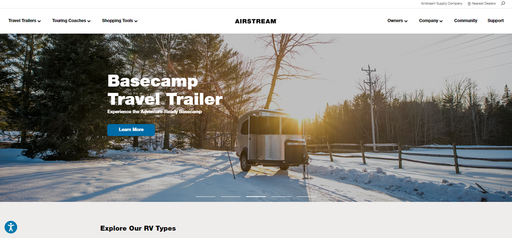 Airstream-Website – Startseite