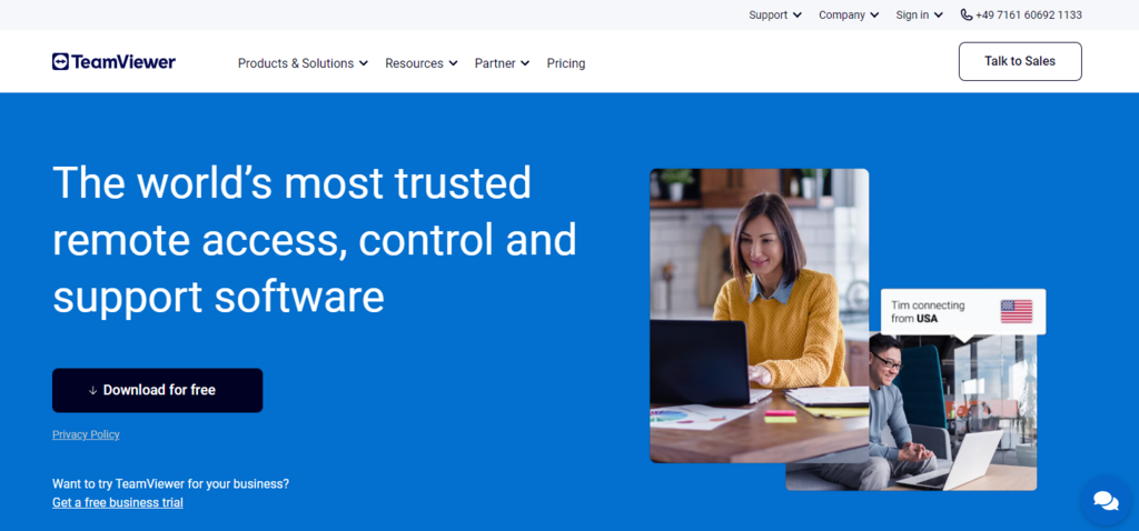 TeamViewer-Website – Startseite
