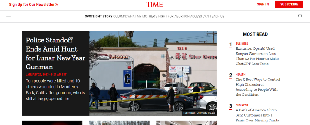 TIME Website-Homepage