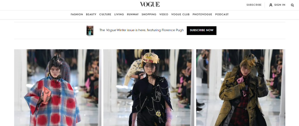 Vogue-Website – Startseite