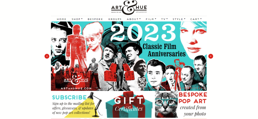 Art-&-Hue-Website – Startseite