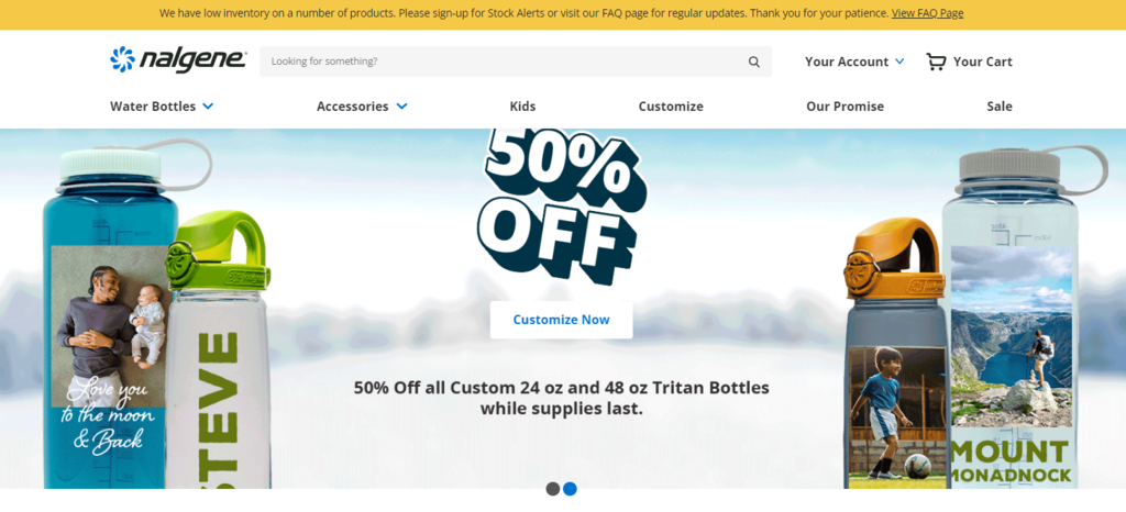 Nalgene-Website – Startseite