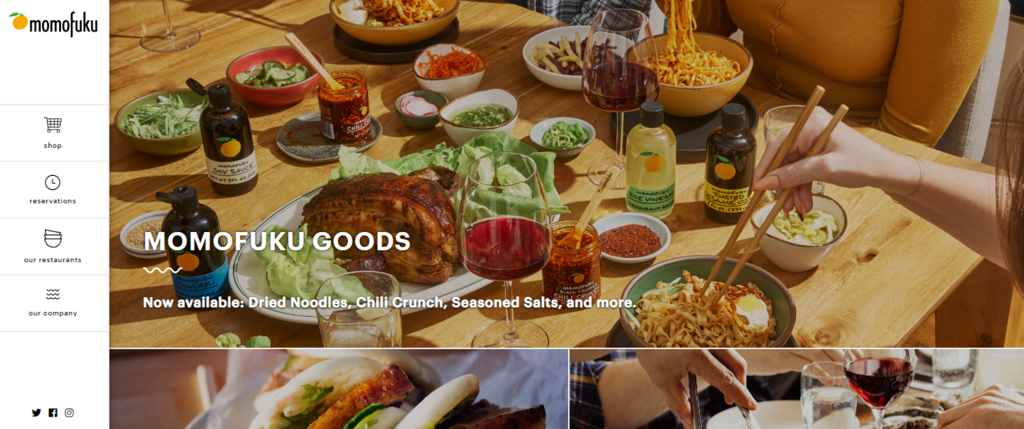 Momofuku-Website – Startseite