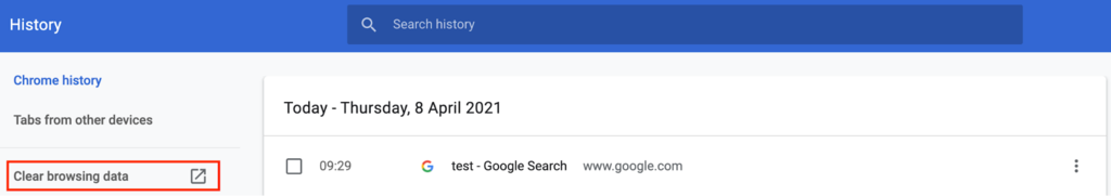 Browserdaten in Google Chrome löschen.