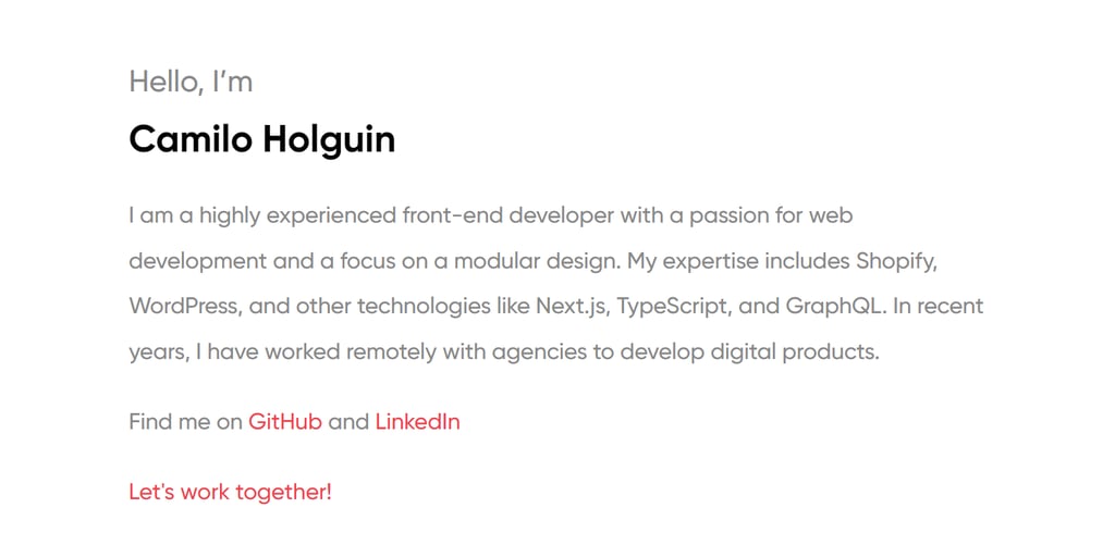 Website von Camilo Holguin