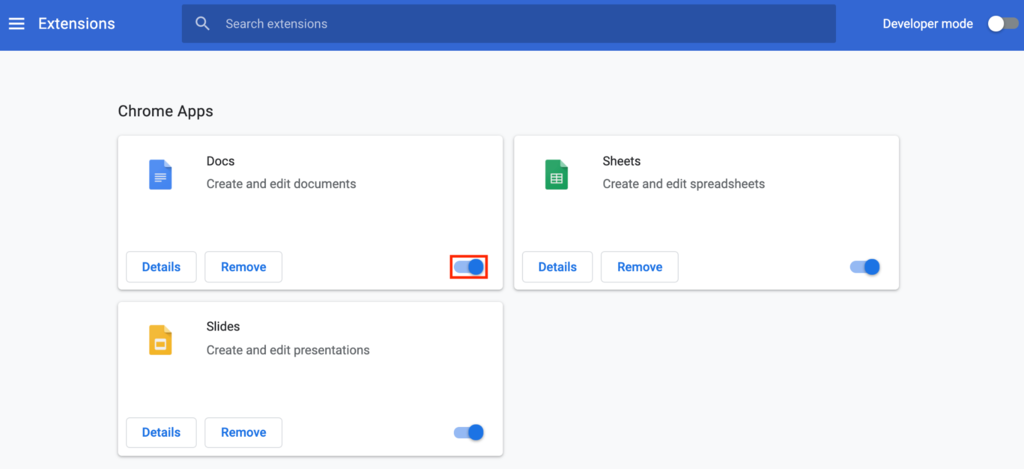 Deaktivieren von Google Chrome-Erweiterungen.