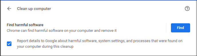 Klicken auf die Schaltfläche „Suchen", um schädliche Software zu finden.