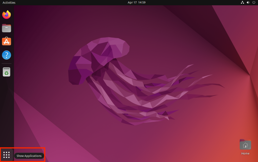 Schaltfläche „Anwendungen anzeigen“ im Ubuntu-Launcher
