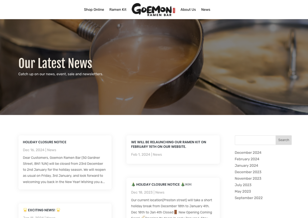 Blogseite der Goemon Ramen Bar