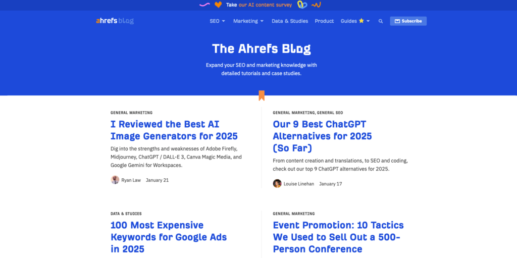 Ahrefs-Blog-Seite