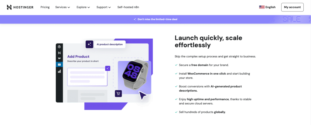 Hostinger WooCommerce Hosting Landingpage