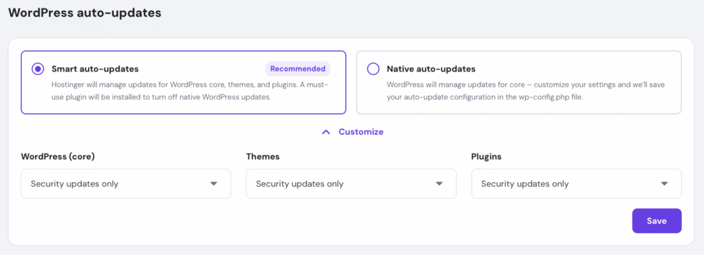 Intelligente WordPress Auto-Updates bei Hostinger