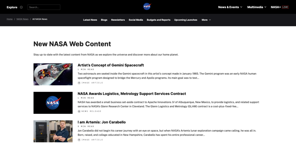 NASA-News-Seite
