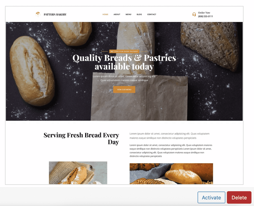 Vorschau der Theme-Details in WordPress