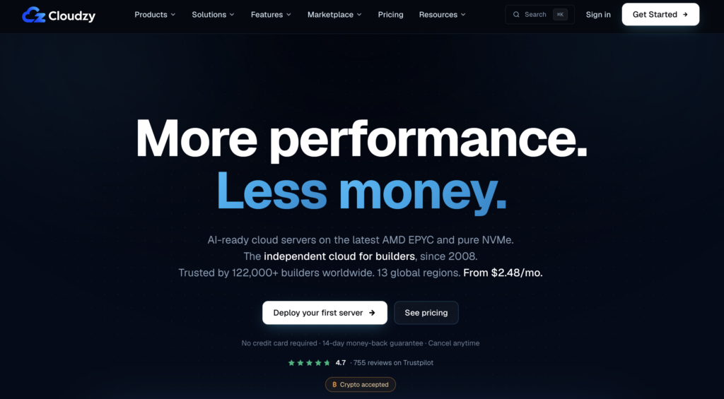 Cloudzy VPS-Landingpage