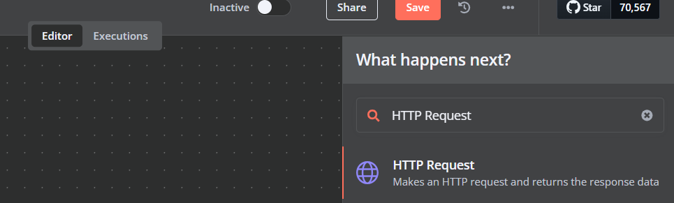 HTTP Request-Knoten zum Backup-Workflow hinzufügen