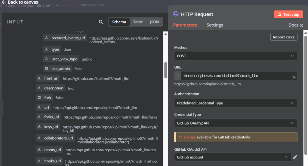 HTTP Request-Knoten mit der Methode POST konfigurieren