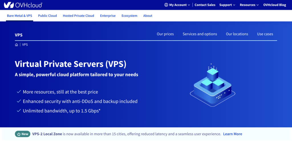 OVHcloud VPS-Landingpage