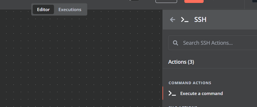 SSH-Knoten mit der Aktion Execute a Command hinzufügen