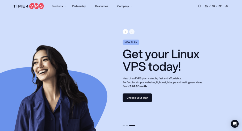 Time4VPS VPS-Landingpage